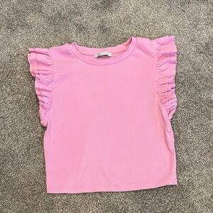 Zara Kids Pink Ruffle Sleeve Tee
